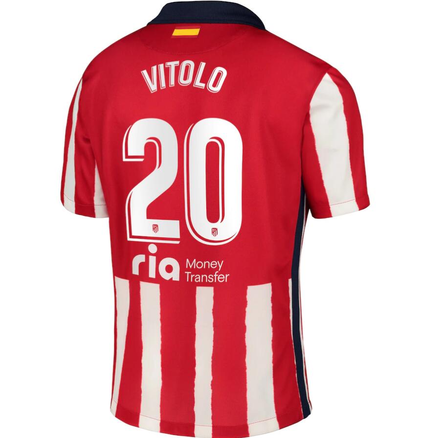 Atlético de Madrid Home Kit Soccer Jersey with Vitolo 20 printing 2020/21